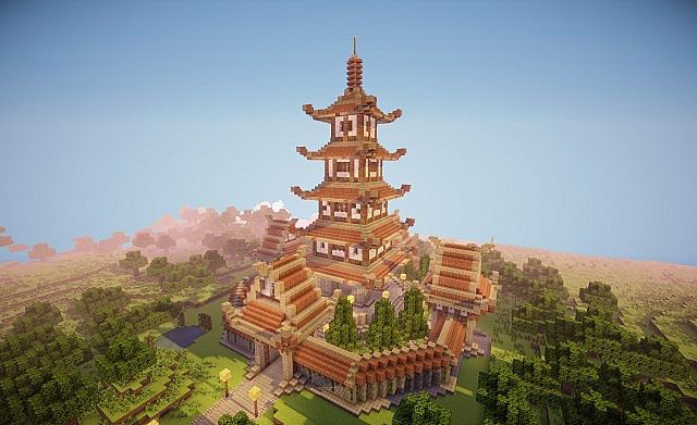 Minecraft建築地圖 The Great Pagoda 大雁塔 Minecraft中文下载站